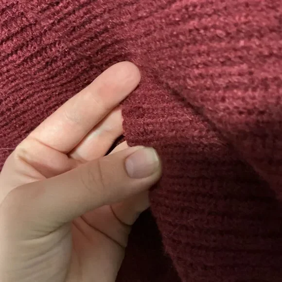 Cider Burgundy Wrap Crop Sweater NWT Size Large Ribbed Knit - Picture 7 of 10